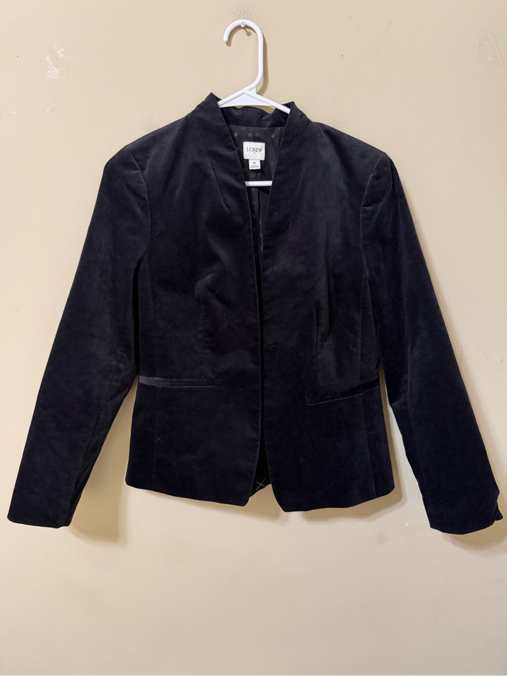 J. Crew Women's Black Velvet Open-Front Blazer 6 holiday office prep old money